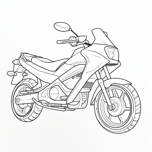 Immagine da colorare in bianco e nero di una motocicletta da cross country