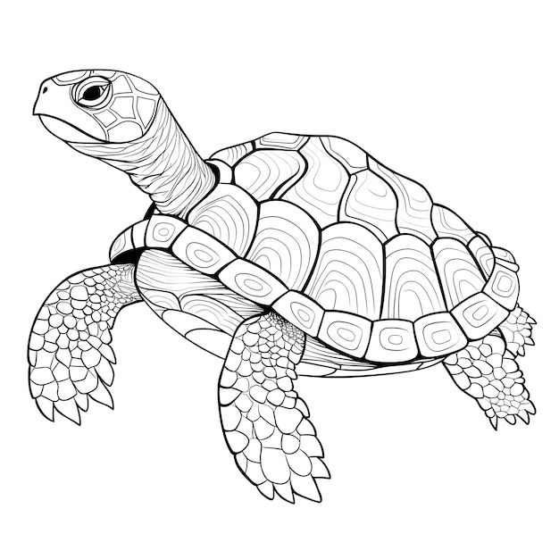 Immagine da colorare in bianco e nero di una tartaruga cartografica