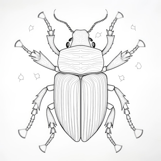 Immagine da colorare in bianco e nero di uno scarabeo