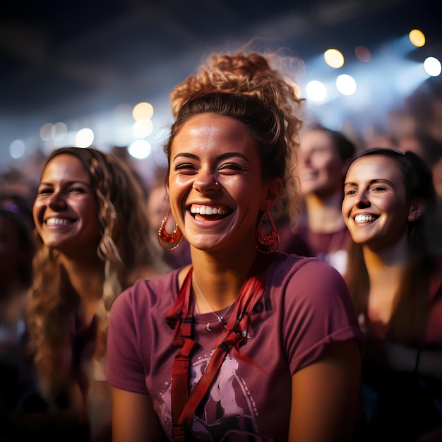 immagine dal palco di un concerto dove si vedono le facce felici, applaudenti e sorridenti dei fan