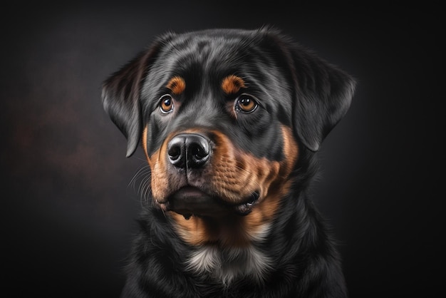 Immagine del cane Rottweiler potente e leale su sfondo scuro