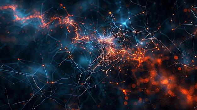 Immagine del cervello umano e della rete di connessioni su uno sfondo scuro