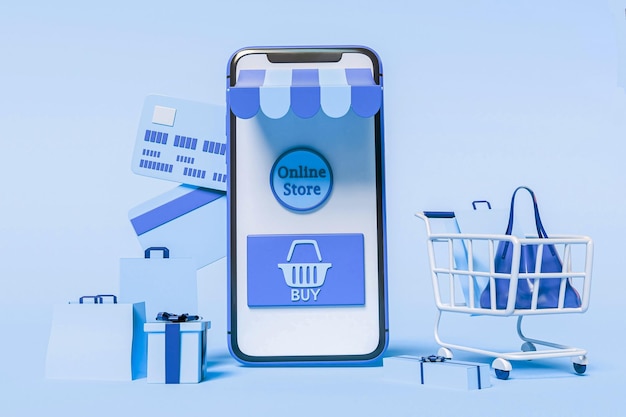 Immagine del concetto di smartphone gratuito di acquisto online