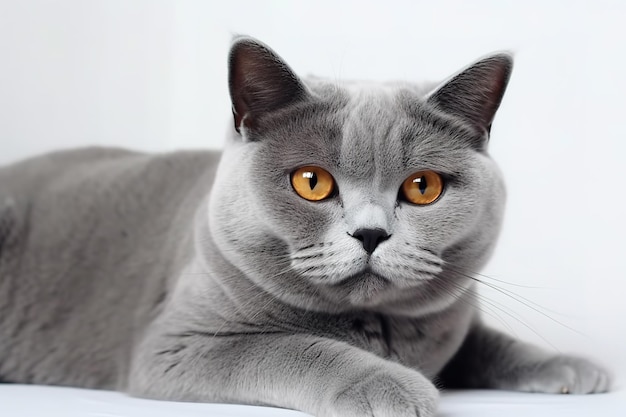 Immagine del gatto british shorthair su sfondo bianco Animali da compagnia Illustrazione AI generativa