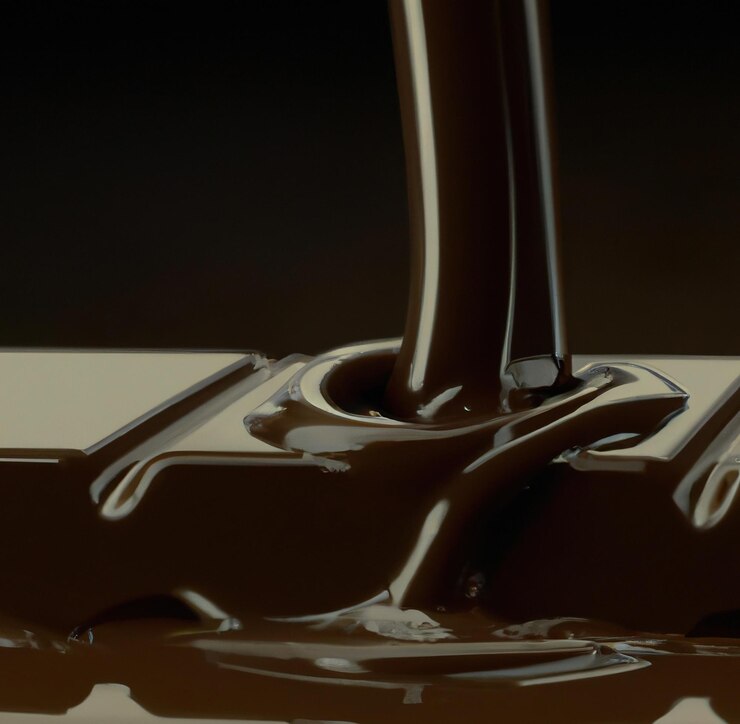 Immagine del primo piano della barretta di cioccolato fondente su sfondo scuro
