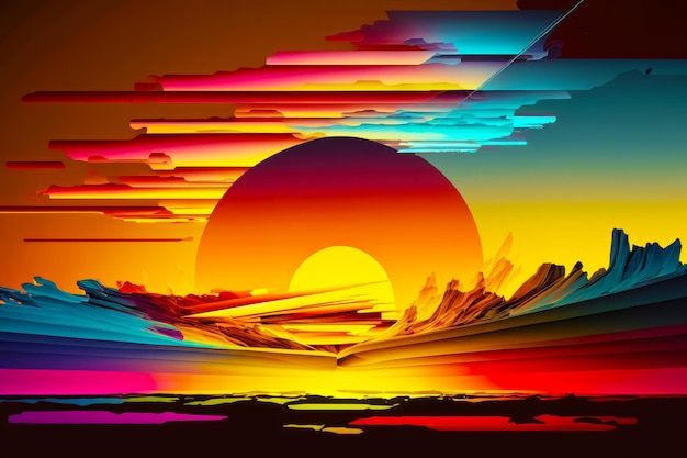 Immagine del tramonto con il libro in primo piano e le nuvole sullo sfondo IA generativa
