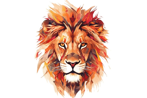 Immagine del viso di un leone su uno sfondo bianco