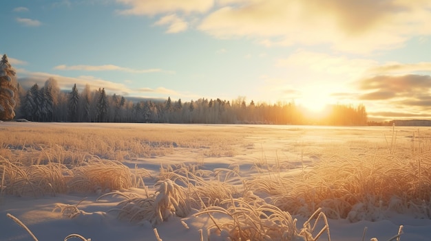 Immagine dell'alba invernale della natura norvegese romantica