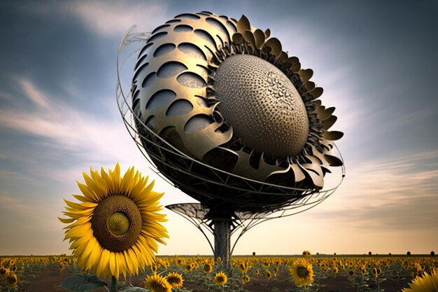 Immagine dell'illustrazione del campo di fantasia del girasole Arte generata dall'IA