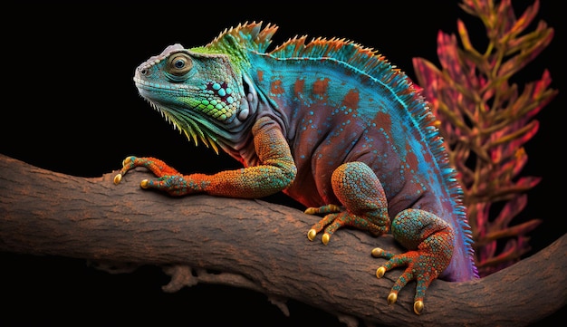 Immagine dell'illustrazione dell'animale dell'iguana variopinta arte del generatore di ai