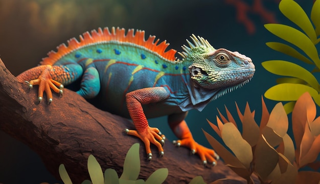 Immagine dell'illustrazione dell'animale dell'iguana variopinta arte del generatore di ai