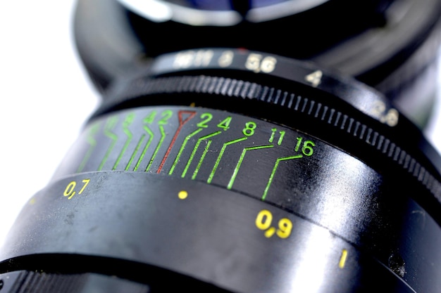 Immagine dell'obiettivo di una vecchia fotocamera manuale
