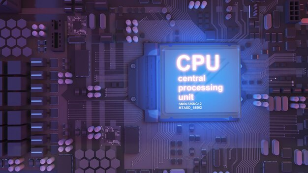 Immagine dell'unità di elaborazione centraletecnologia di elaborazione di lavoroCPU concettuale su circuito stampato