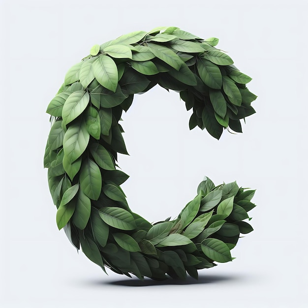 immagine della lettera 'C' fatta con foglie verdi