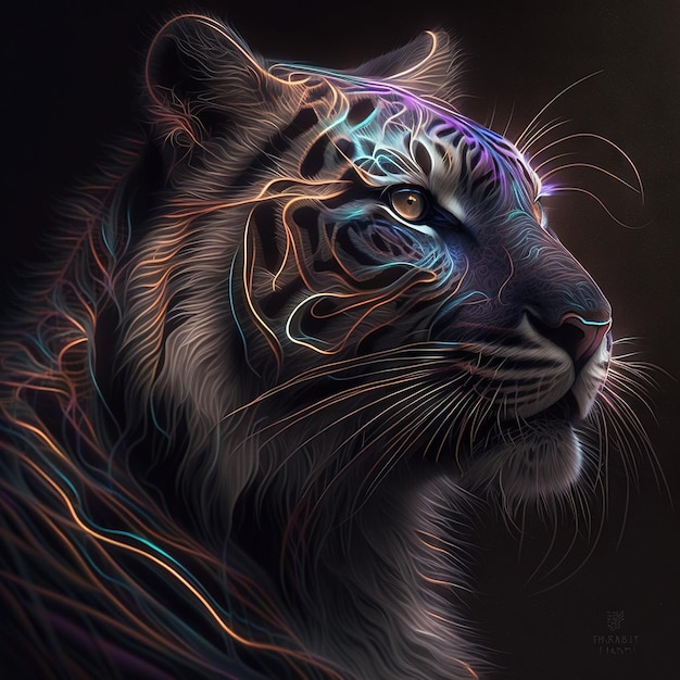 Immagine della luce al neon della tigre