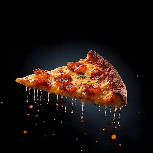 Immagine della pizza galleggiante generata dall'intelligenza artificiale