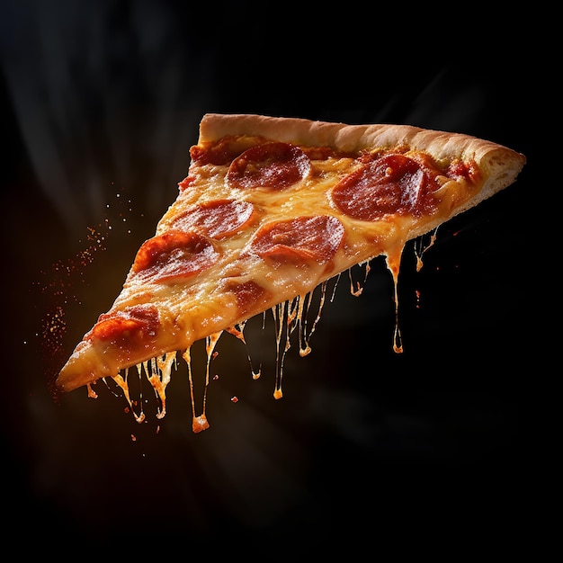 Immagine della pizza galleggiante generata dall'intelligenza artificiale