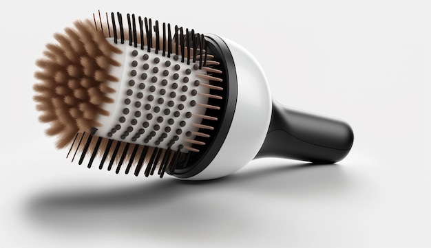 Immagine della spazzola per capelli del salone di bellezza sfondo bianco Immagine generata dall'intelligenza artificiale