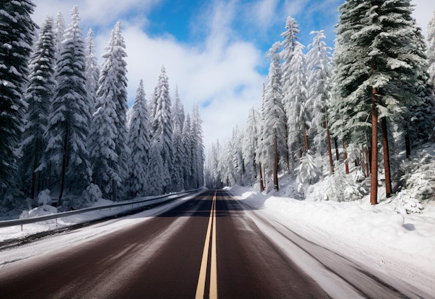 immagine della strada innevata