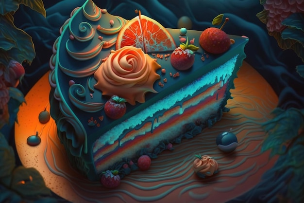 Immagine della torta illustrata dall'IA generativa