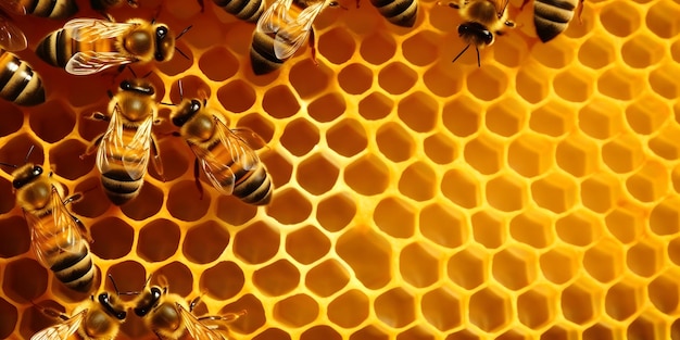 Immagine delle api sulle cellule del miele