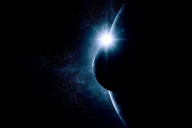 Immagine dello spazio esterno. Tecnica mista. Elementi dell'immagine forniti dalla NASA