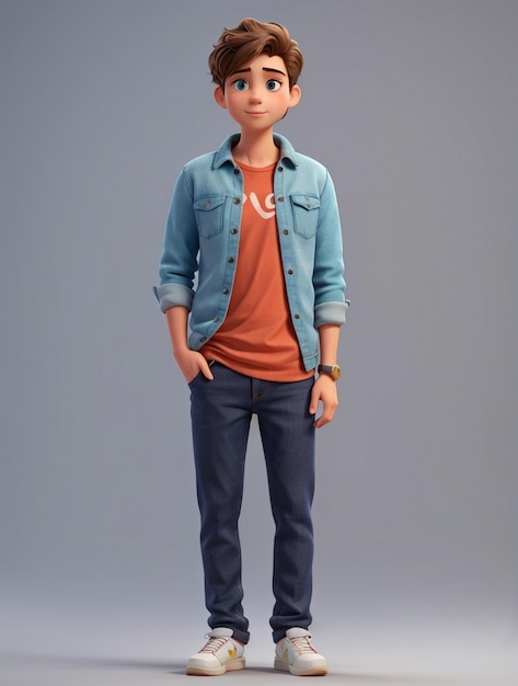 Immagine di 3d carino ragazzo di moda illustrazione di personaggio con abito casual colorato