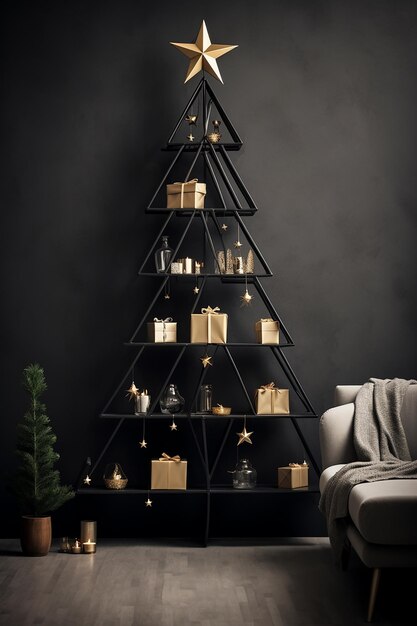 Immagine di albero di Natale in design moderno e classico in strada e in natura