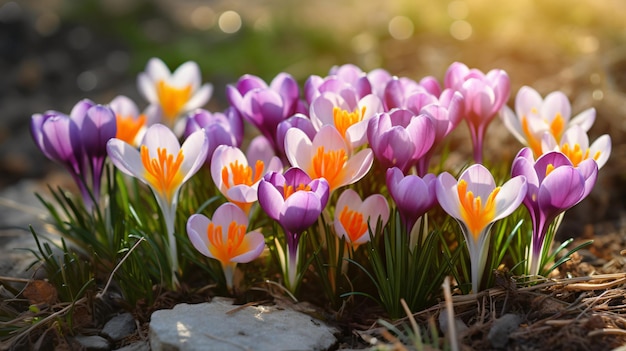 Immagine di alta qualità di fiori di croco nel giardino