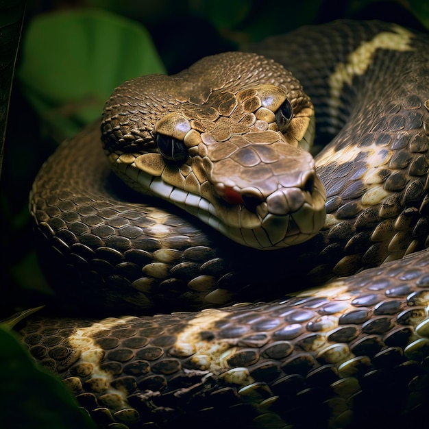 Immagine di anaconda nella foresta paludosa Generative ai