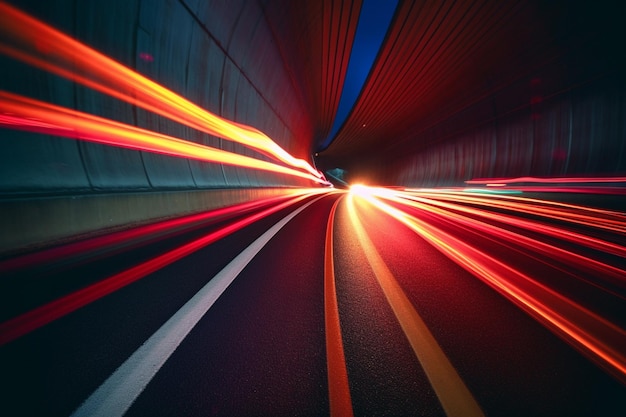 Immagine di Arafed di un'auto che guida su un'autostrada di notte