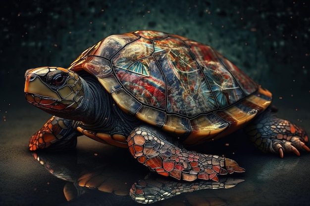 Immagine di bellissime tartarughe marine dai colori vivaci Wildlife Animals Illustrazione Generative AI