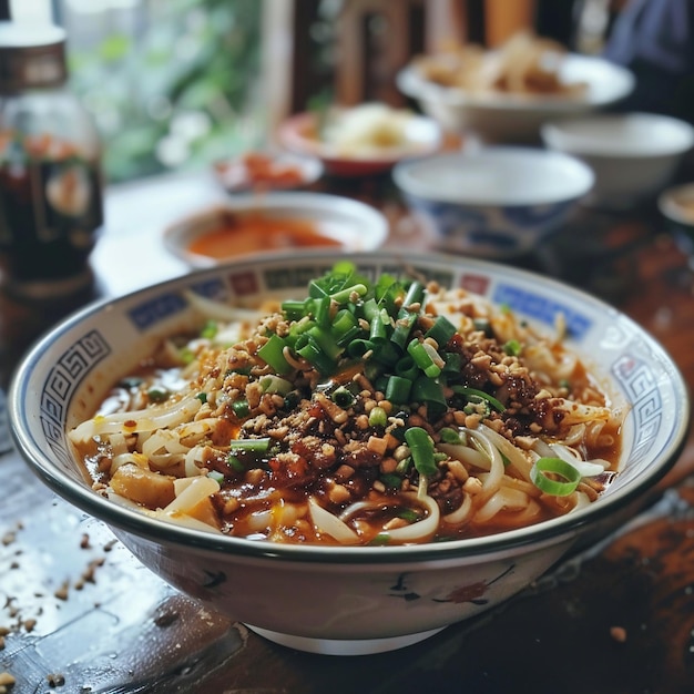 Immagine di cibo cinese che Dan Dan Noodles e buono si applicano per il menu libro