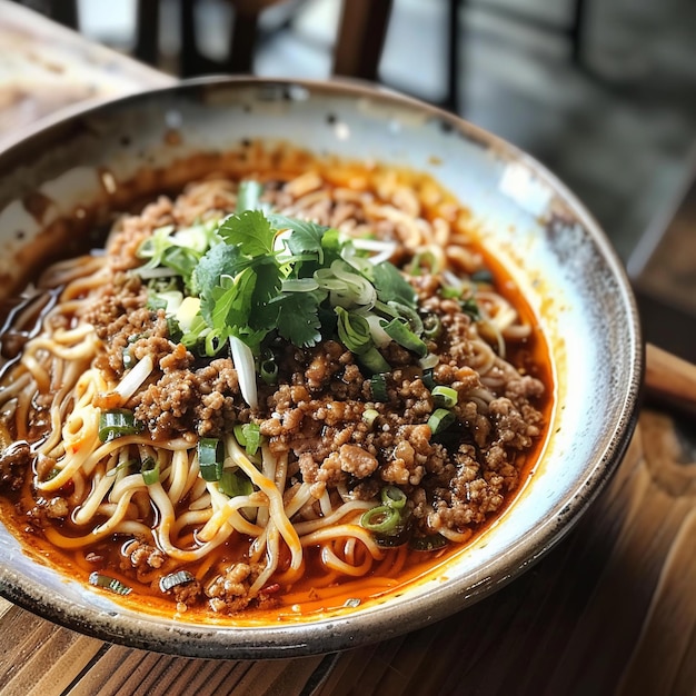 Immagine di cibo cinese che Dan Dan Noodles e buono si applicano per il menu libro