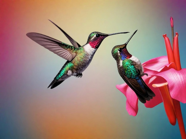 Immagine di colibrì sullo sfondo colorato