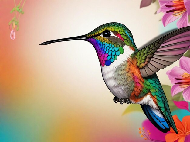 Immagine di colibrì sullo sfondo colorato