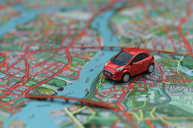 Immagine di concept di viaggio piccola auto sulla mappa della città di Londra