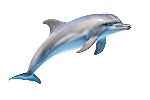 Immagine di delfino naso bottiglia su sfondo bianco Animali sottomarini Illustrazione AI generativa