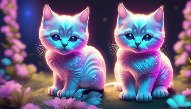 immagine di due gatti al neon