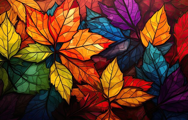 Immagine di foglie color autunno da scaricare come carta da parati perfetta per l'autunno e la natura da parte dell'IA generativa