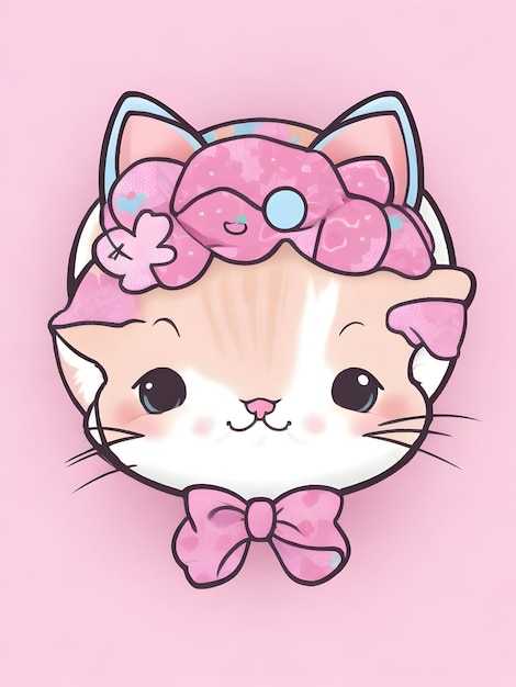 Immagine di gattino kawaii con dettagli minimi