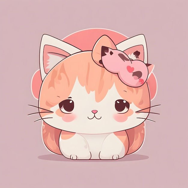 Immagine di gattino kawaii con dettagli minimi