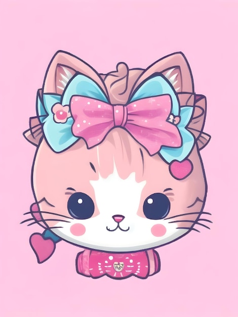 Immagine di gattino kawaii con dettagli minimi