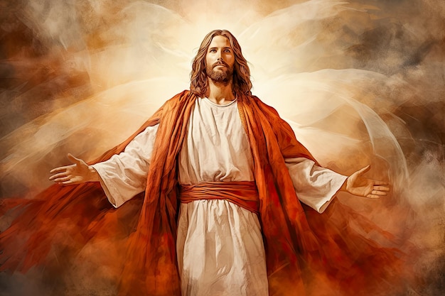 Immagine di Gesù Cristo Figlio di Dio Redentore con motivo biblico per il Natale di Pasqua di Pentecoste