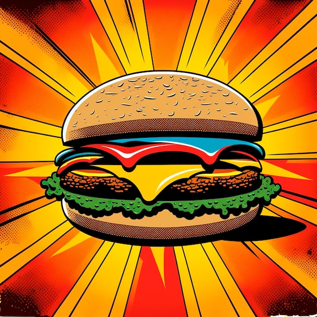 Immagine di hamburger disegno arte retrò