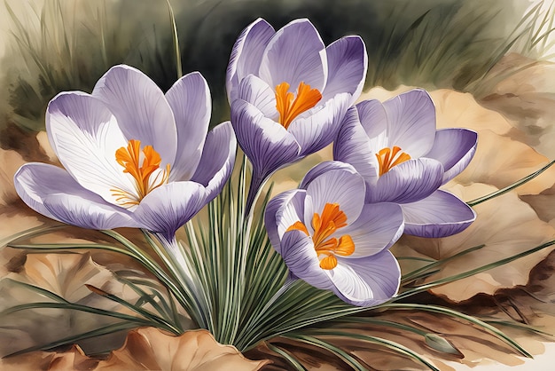 Immagine di illustrazione della penna da colorare di schizzo da colorare di tulipani selvatici