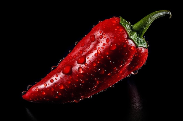 Immagine di peperoncino rosso con sfondo nero IA generativa