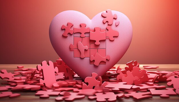 Immagine di pezzi di puzzle che formano un cuore