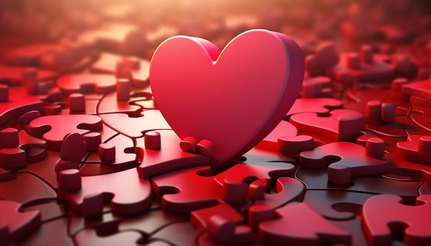 Immagine di pezzi di puzzle che formano un cuore