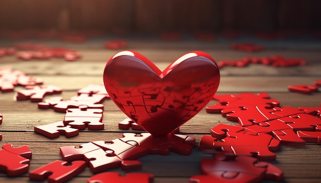 Immagine di pezzi di puzzle che formano un cuore